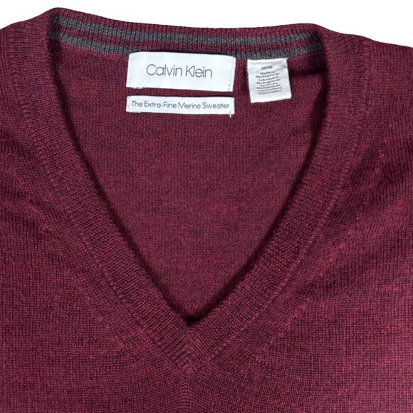 Calvin Klein Extra Fine Merino Wool V Neck Sweater, Size Medium - Picture 7 of 13